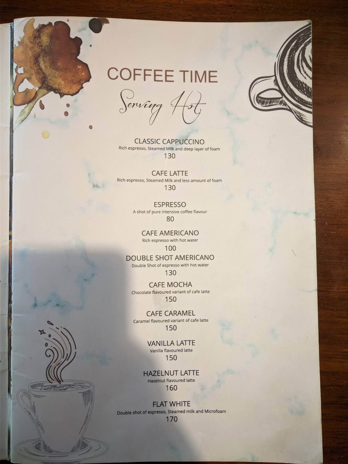 Bakers Bite Cafe menu