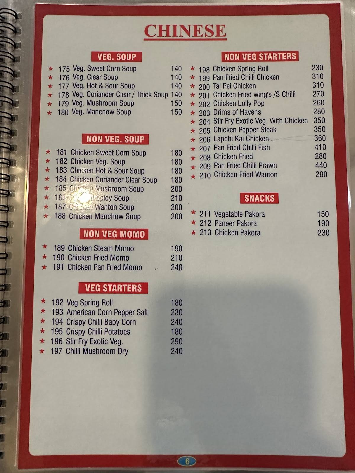 Blue Sky Cafe menu