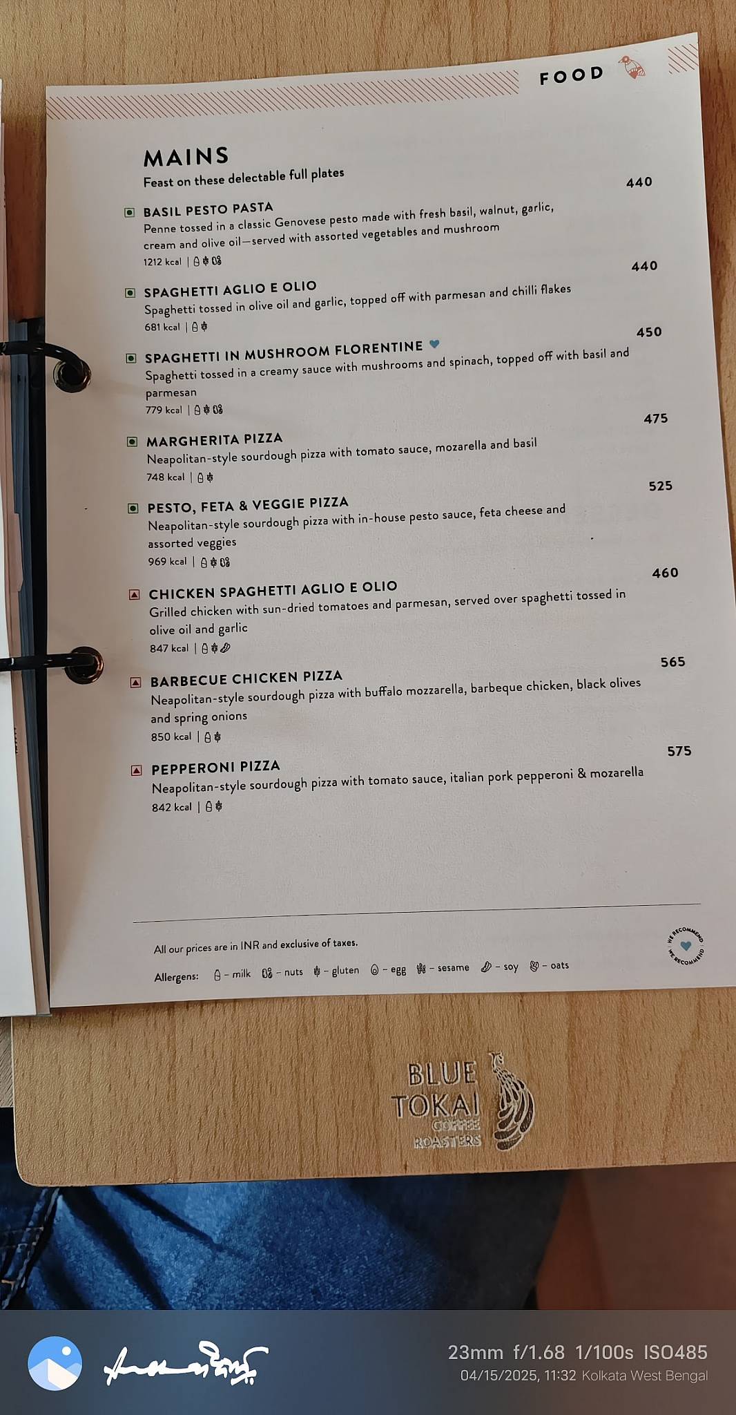 Blue Tokai Coffee Roasters Bidhannagar menu