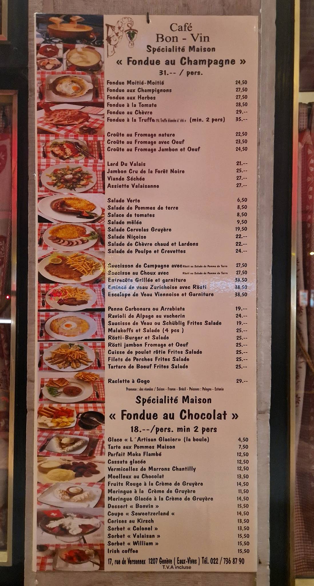 Menu di Café Bon-Vin 