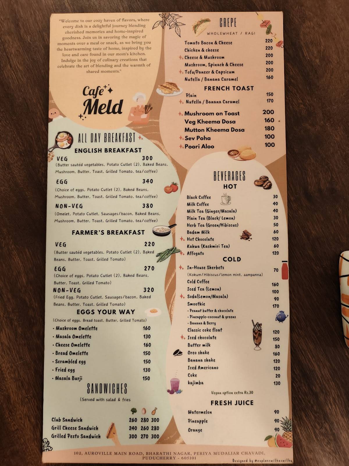 Cafe Meld menu