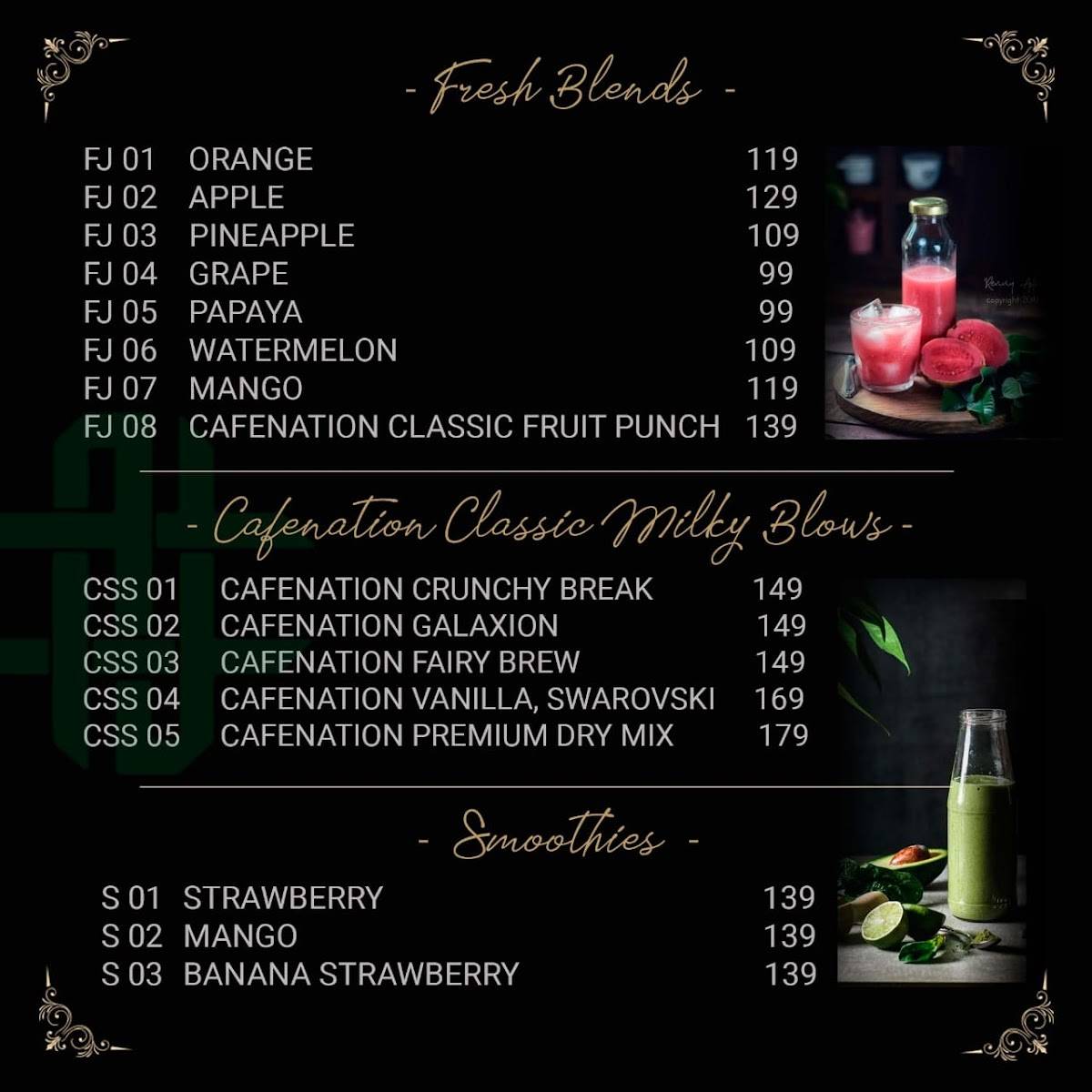 Cafenation menu