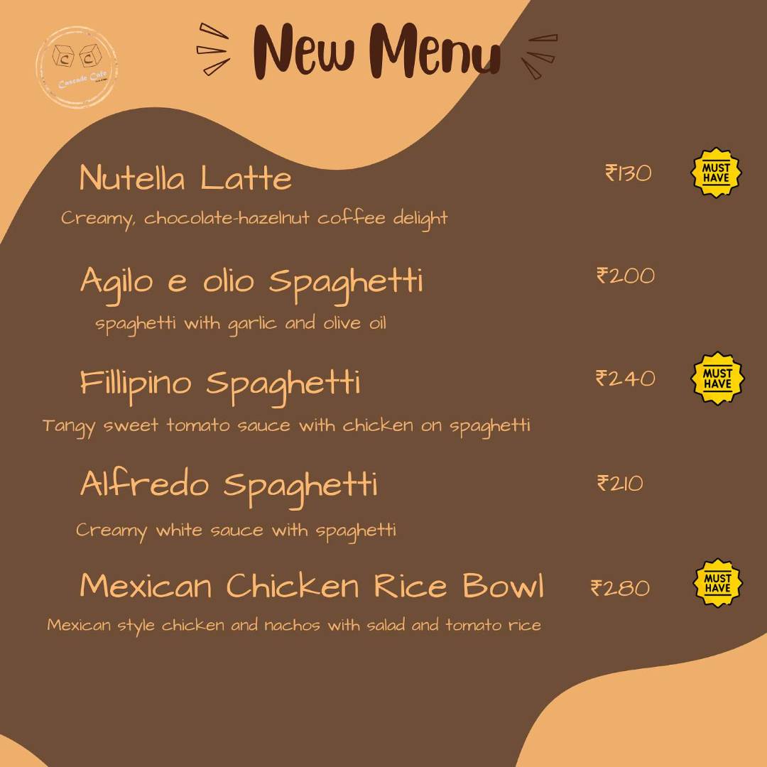Cascade Cafe menu