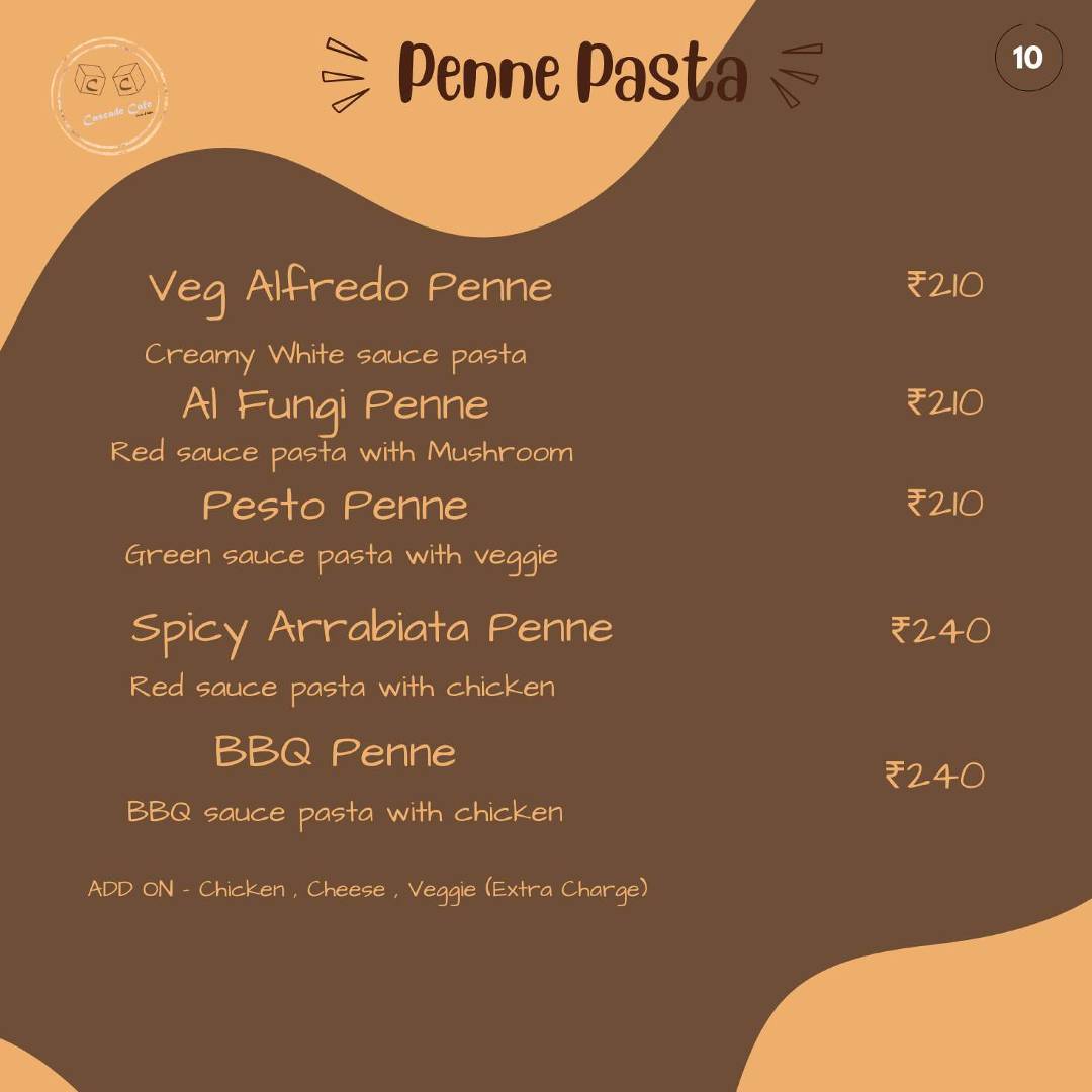 Cascade Cafe menu
