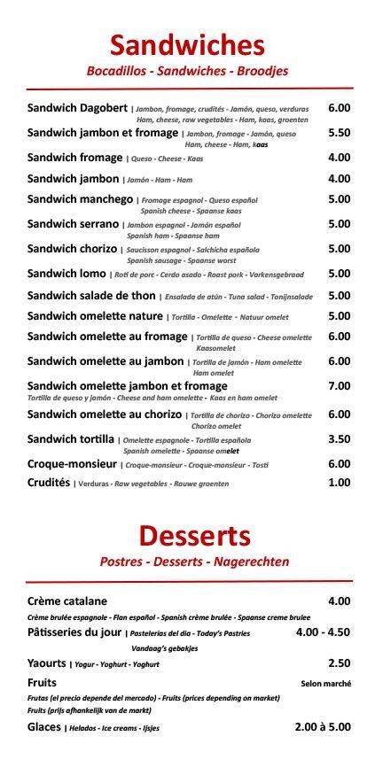 Menu de Chez Sam