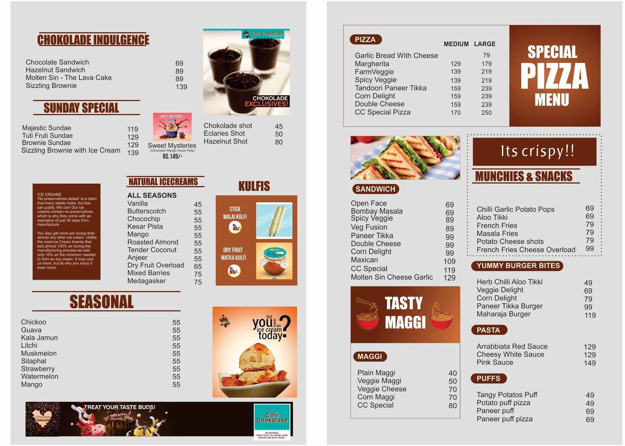 Cafe Chokolade - Raigarh Raigarh menu