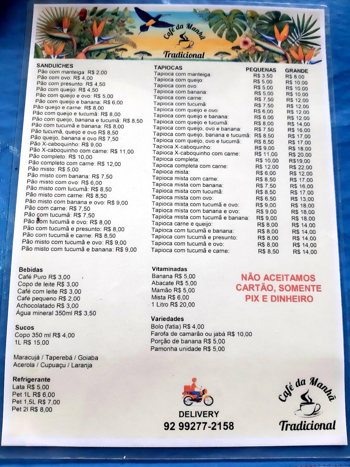 Café Da Manhã Tradicional cardápio