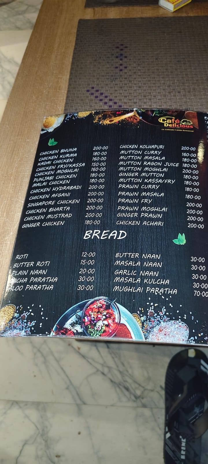 Cafe Delicious menu