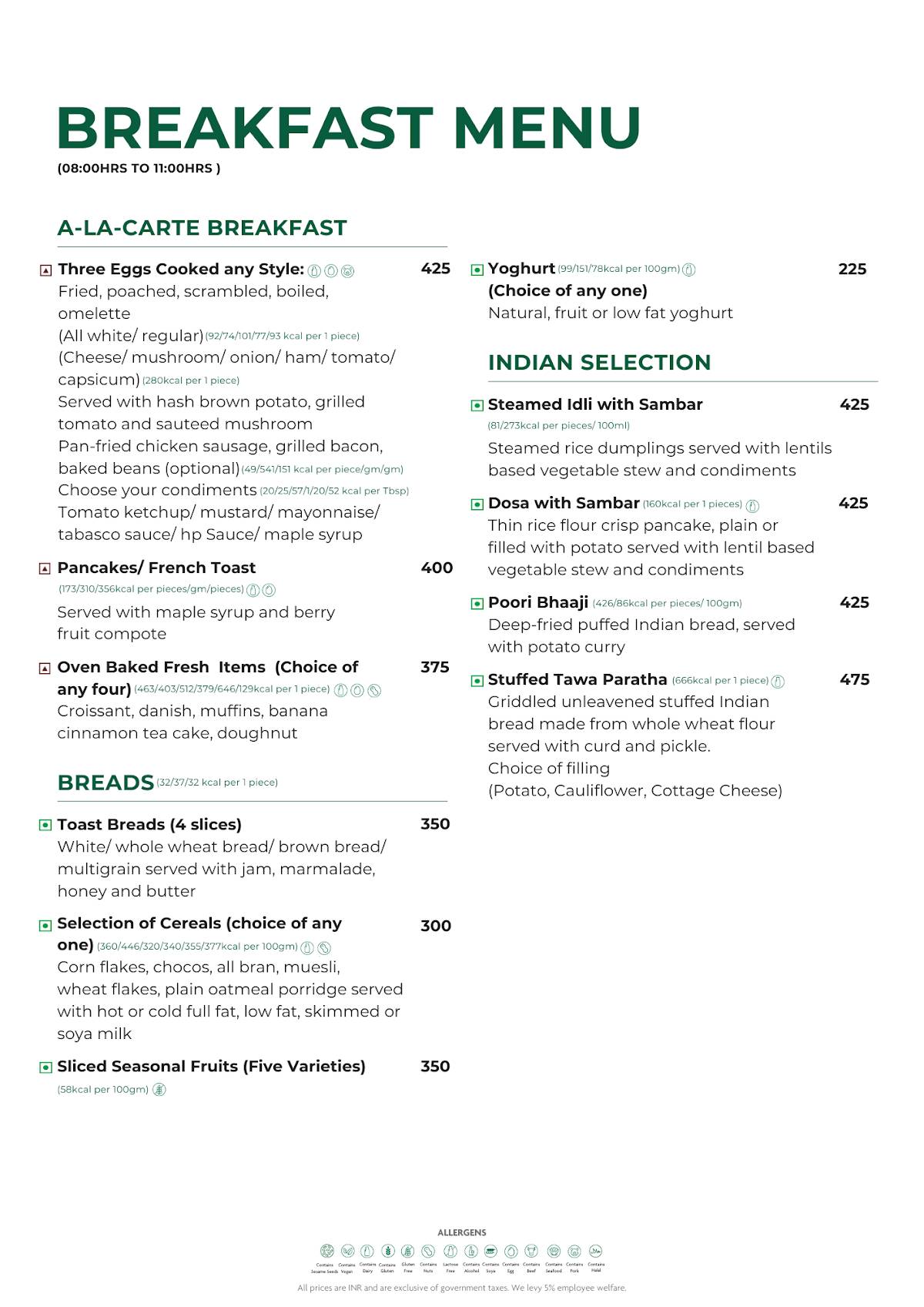 Cafe G- Holiday Inn Agra MG Road menu
