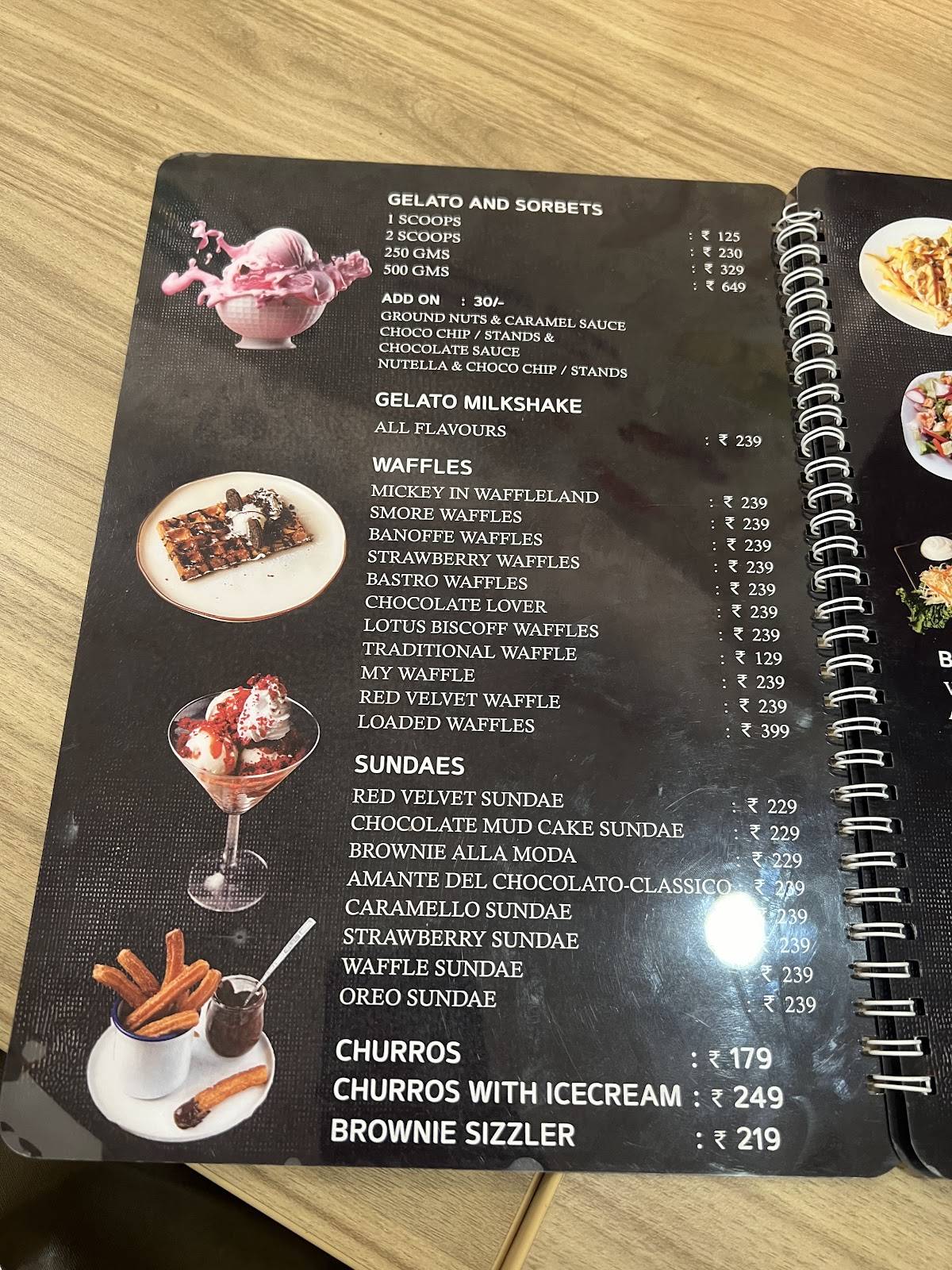 Gelato Cafe Kavoos Kitchen menu