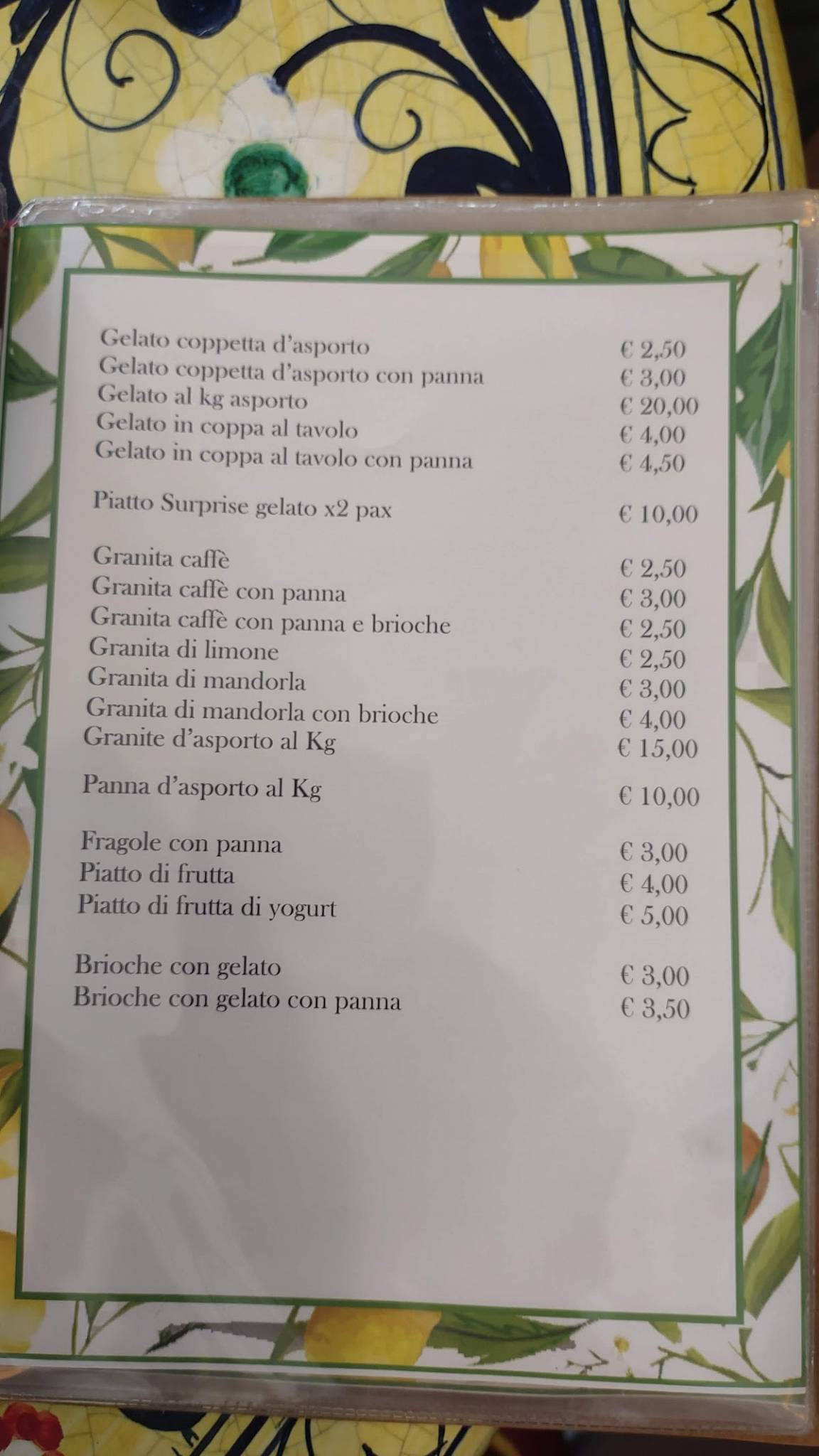 Menu di I Tesori di Sicilia 