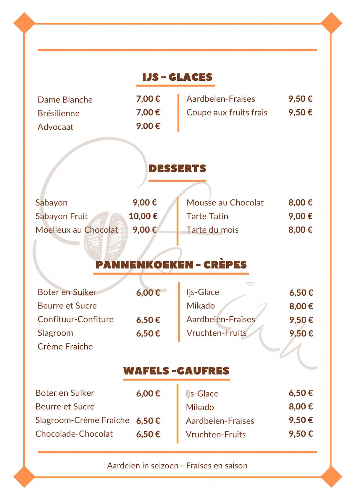 Menu de Café Inn