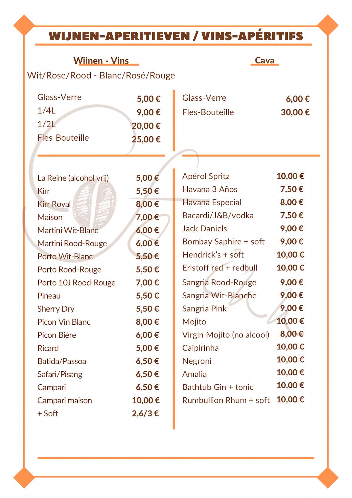 Menu de Café Inn