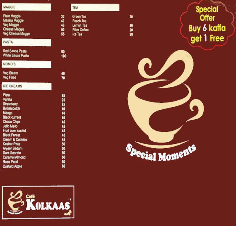 Cafe Kolkaas menu