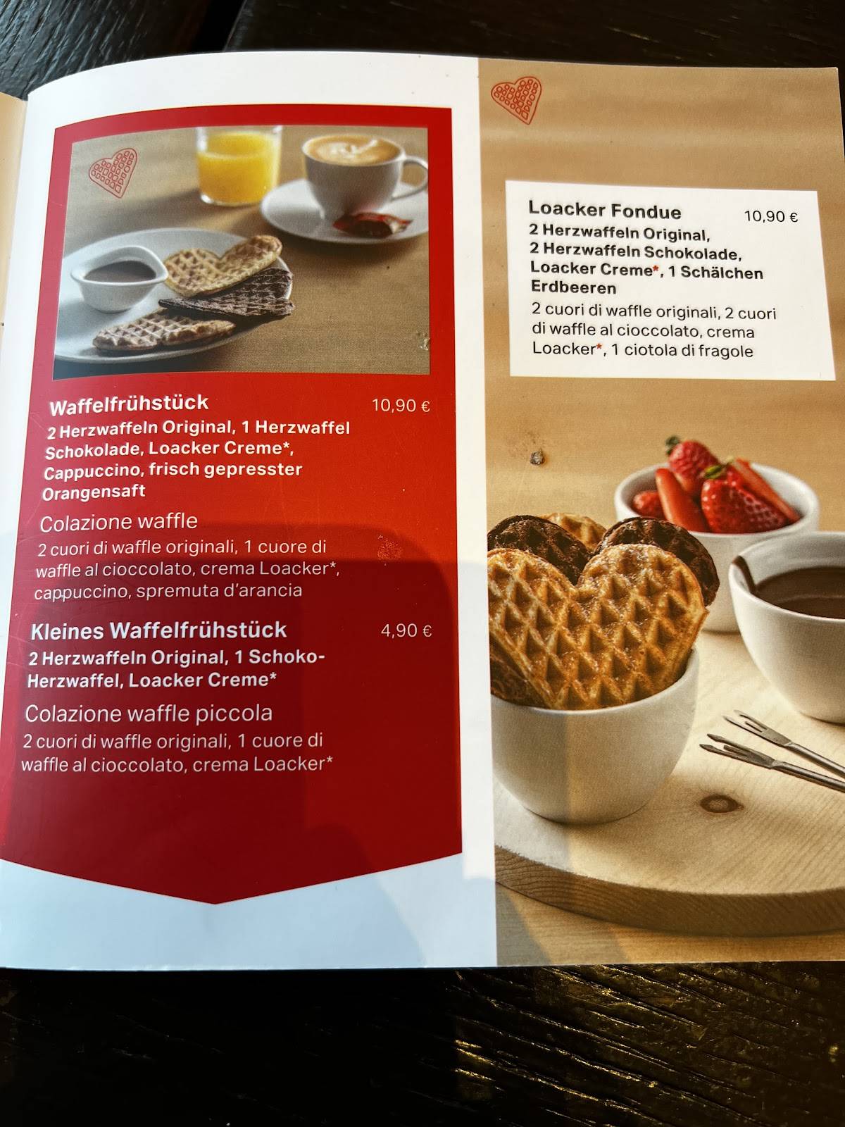 Menu di Loacker Café Bozen Waltherplatz 