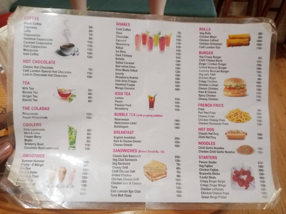 Cafe London menu