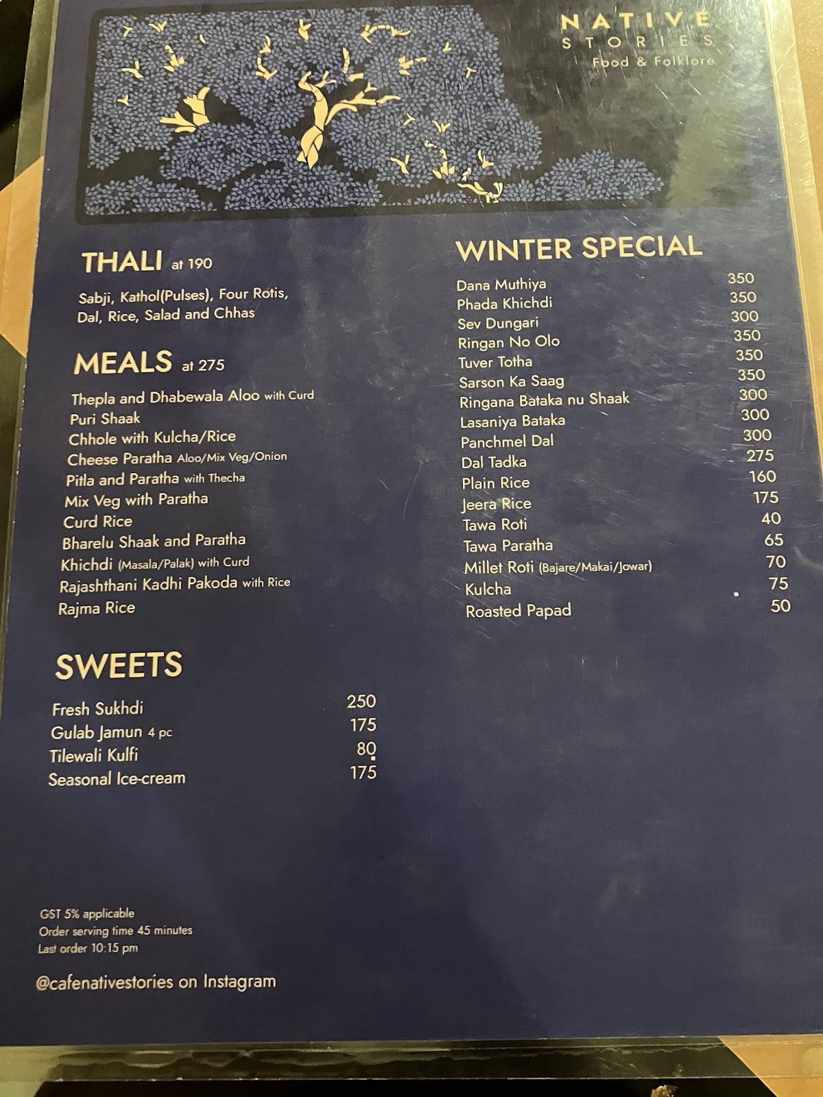 Cafe Native Stories menu