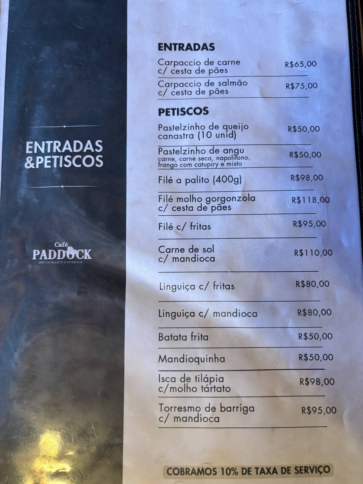 Café Paddock cardápio
