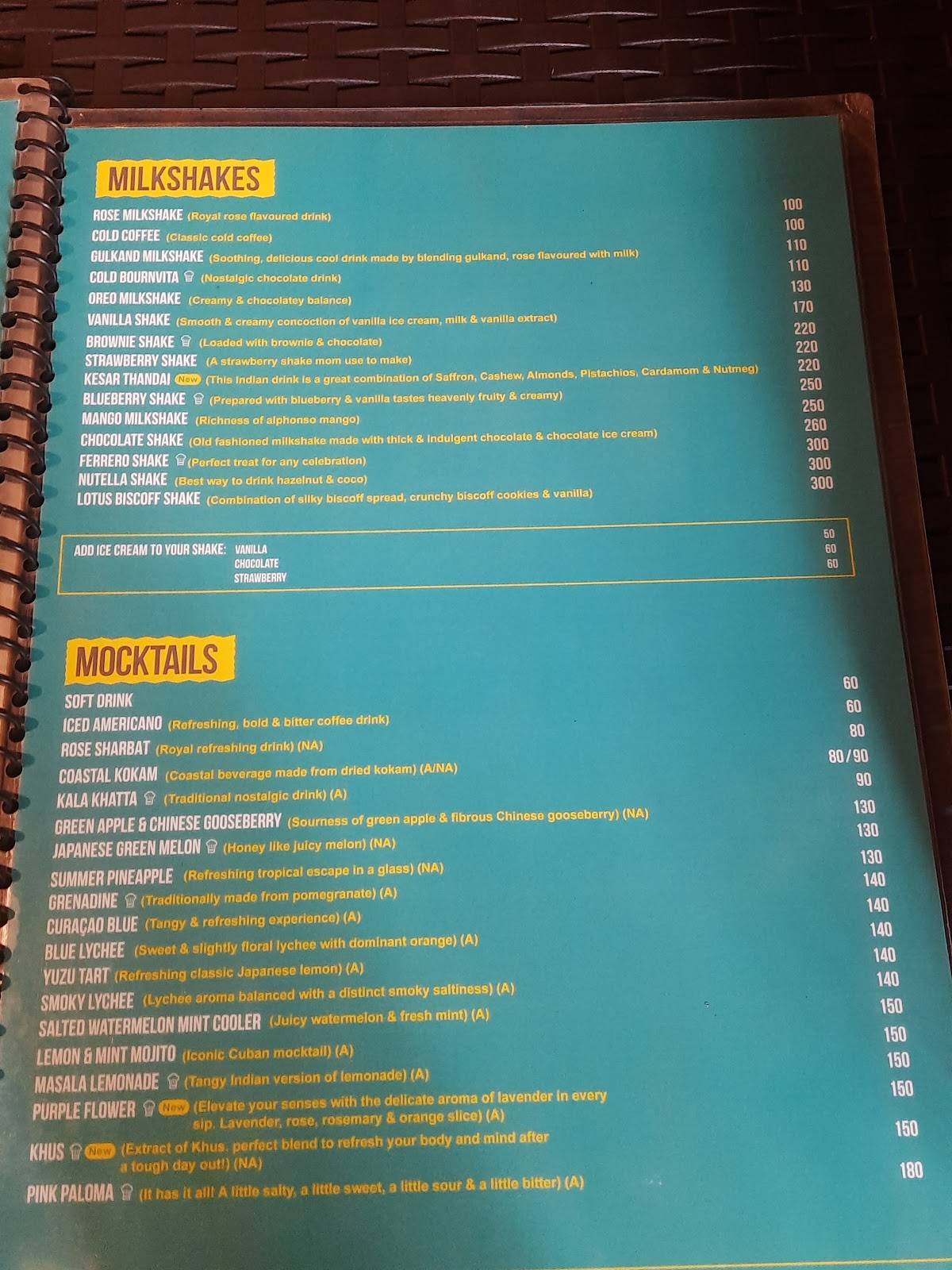 Poona Food truck menu