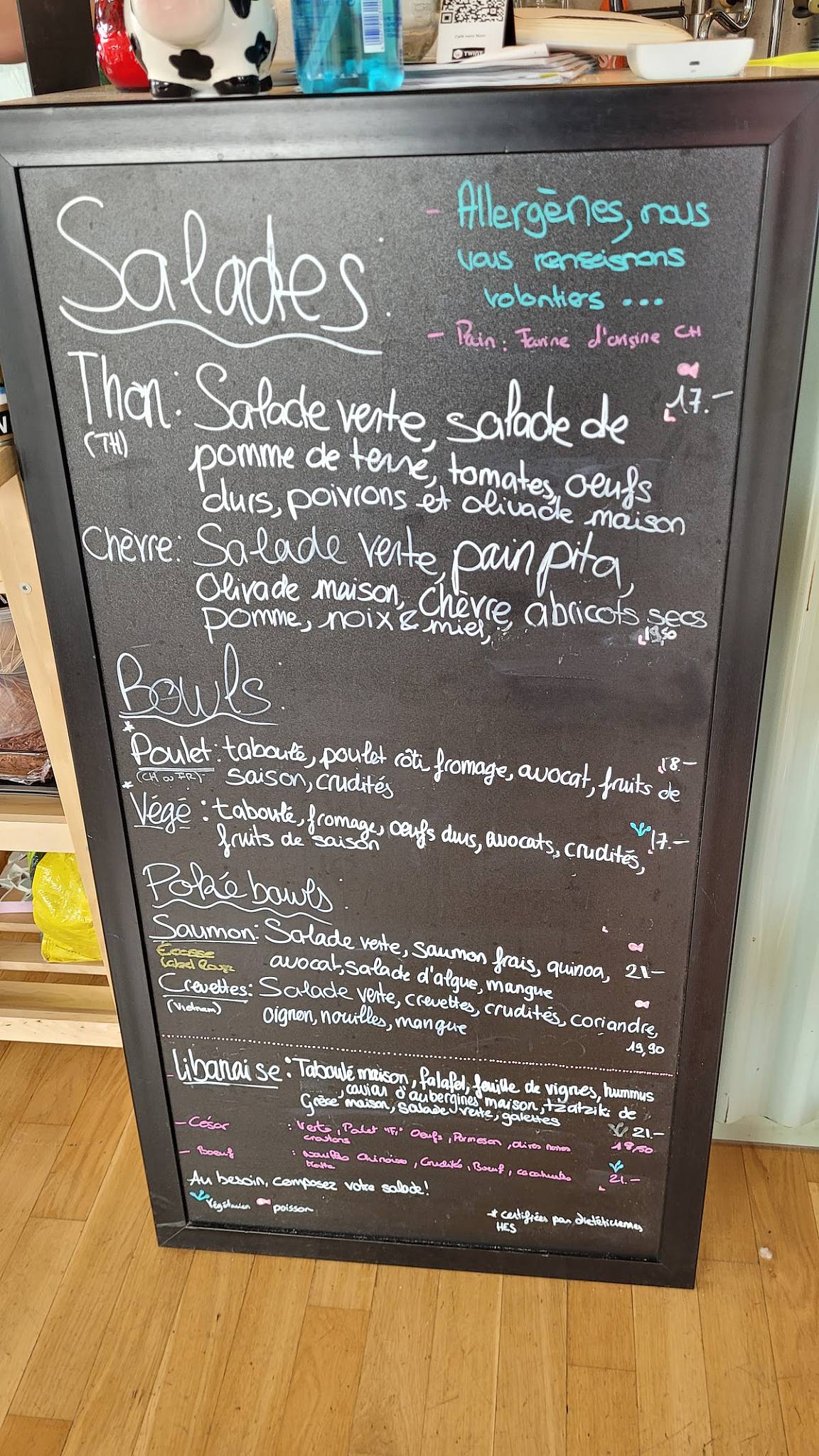 Menu di Café Sans Nom 