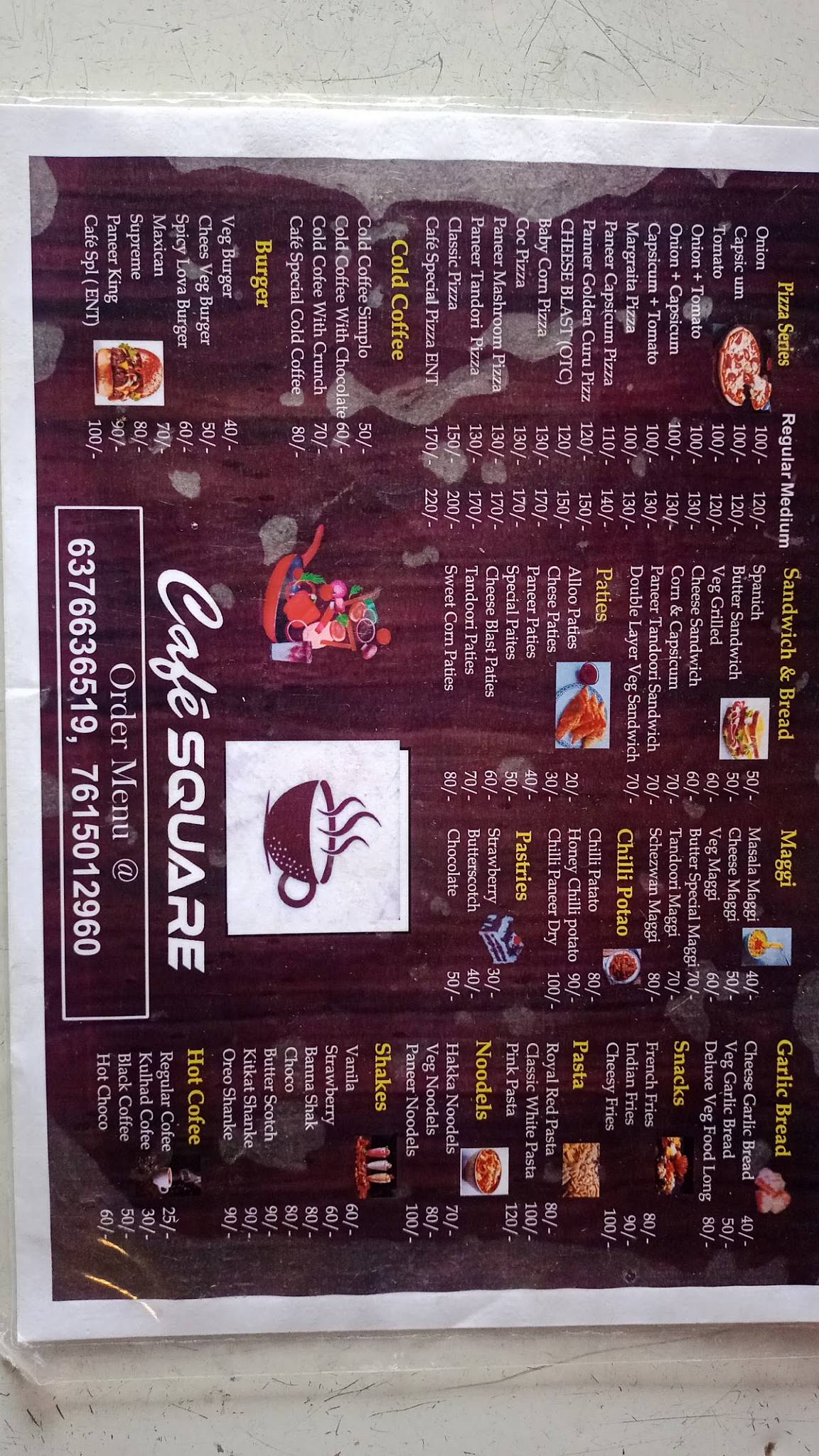 Čafe Square menu