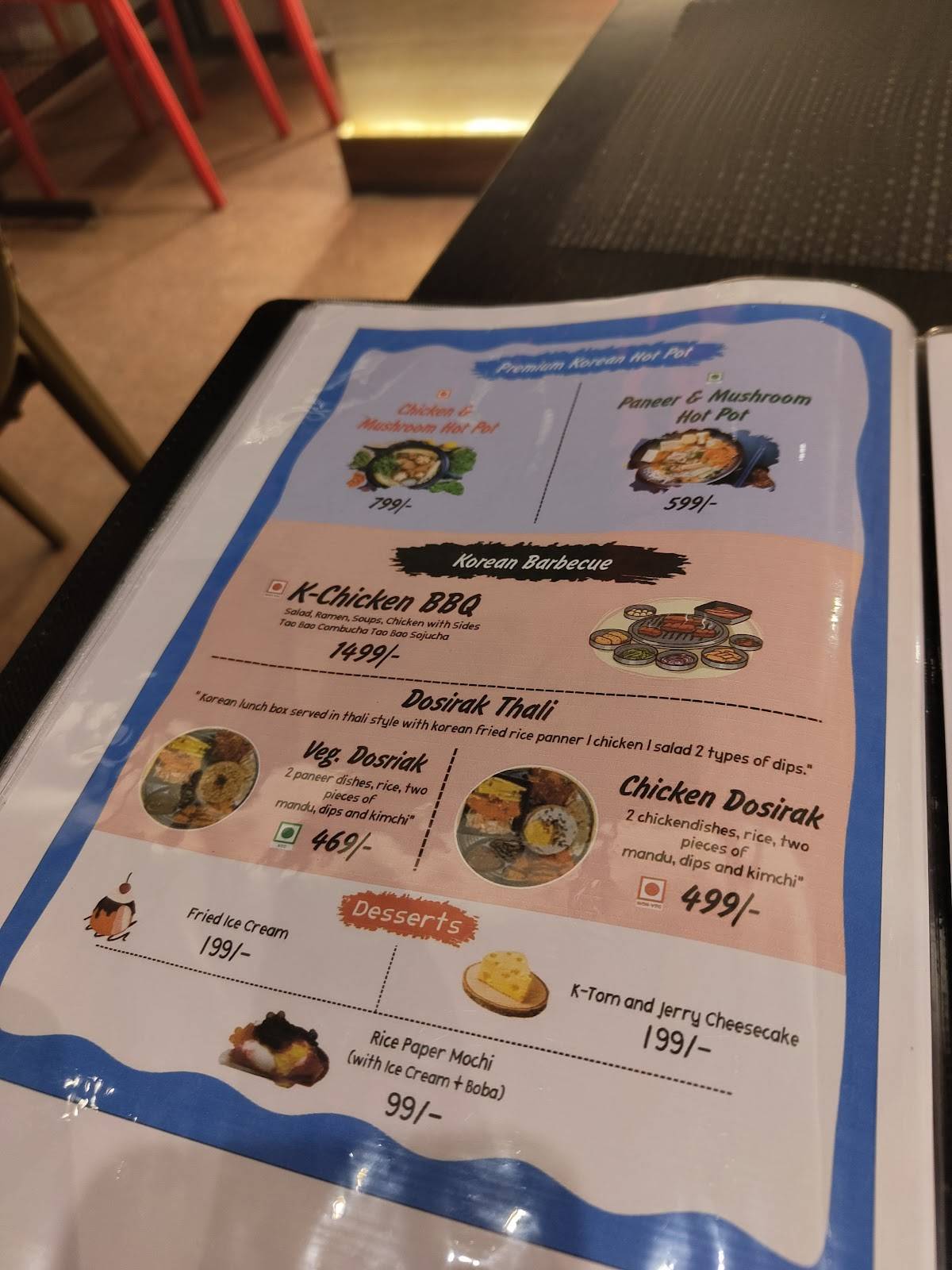 TaoBao Indo-Korean Cafe menu