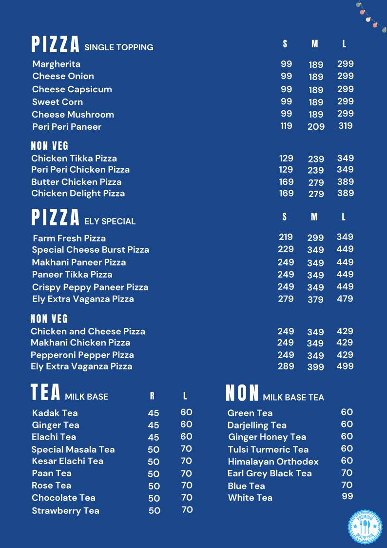 Tea Ely Café menu