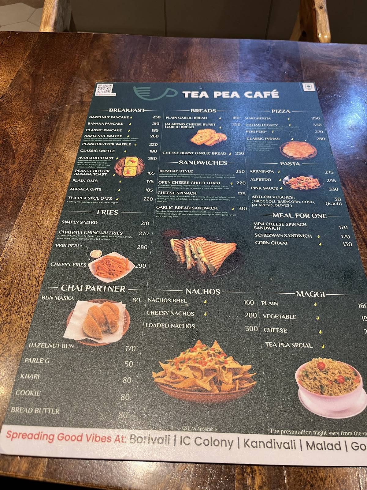 Tea Pea Café Best Cafe in Malad Goregaon menu