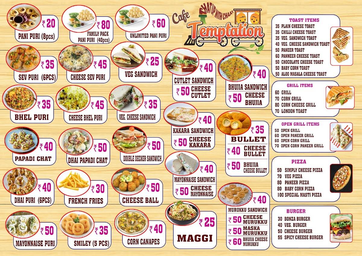 Cafe Temptation menu