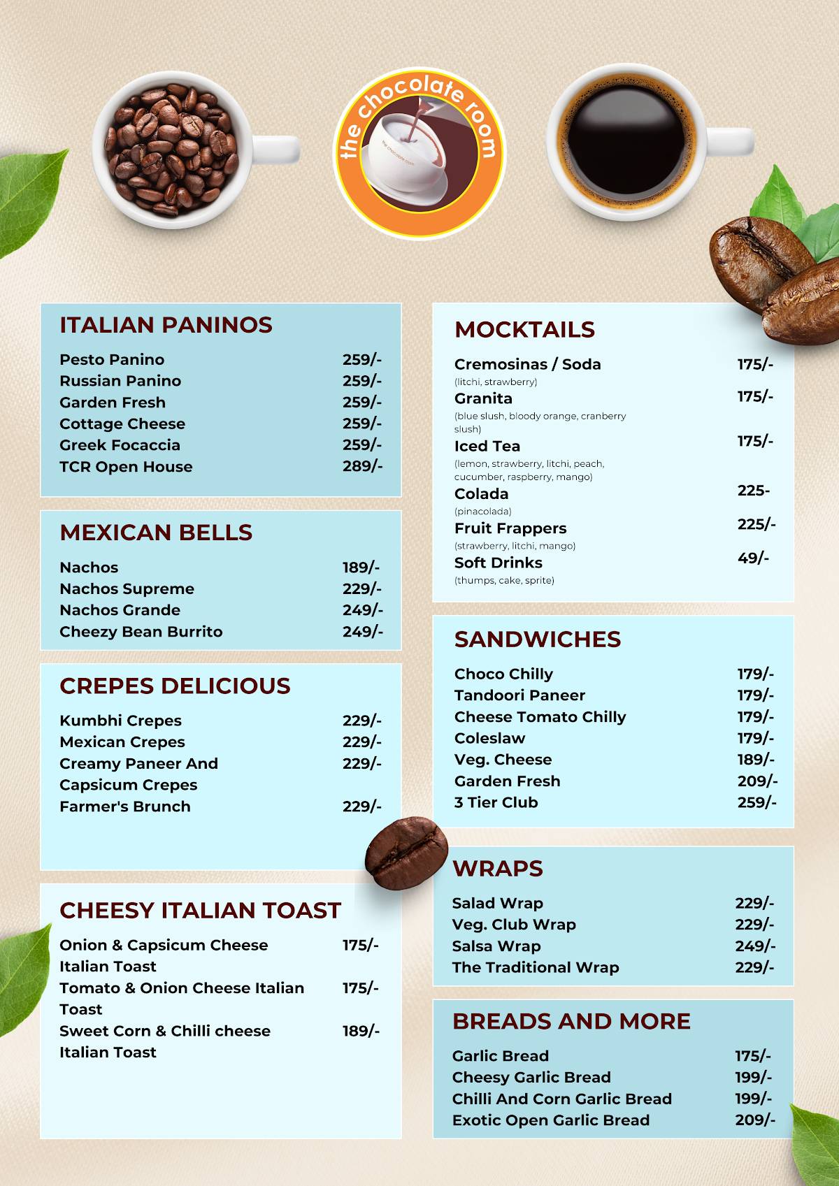 The Chocolate Room Best Coffee in Ranchi Best Dessert in Lalpur menu