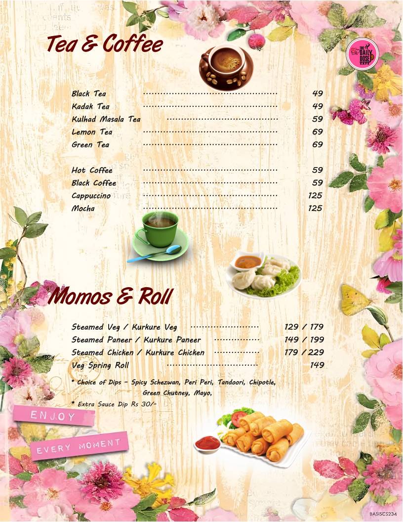 The Daily Dose Cafe menu