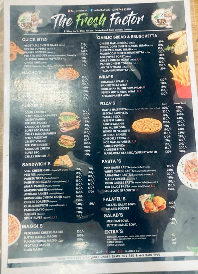 The Fresh Factor menu
