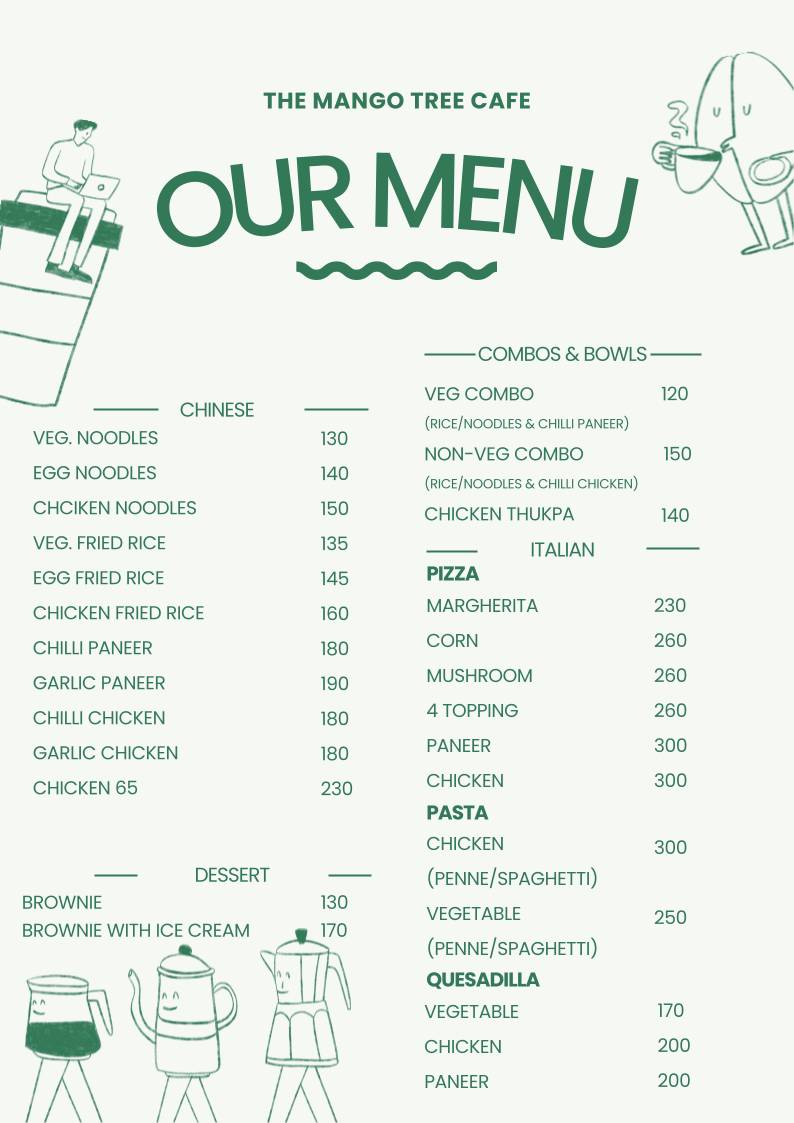 The Mango Tree Cafe menu