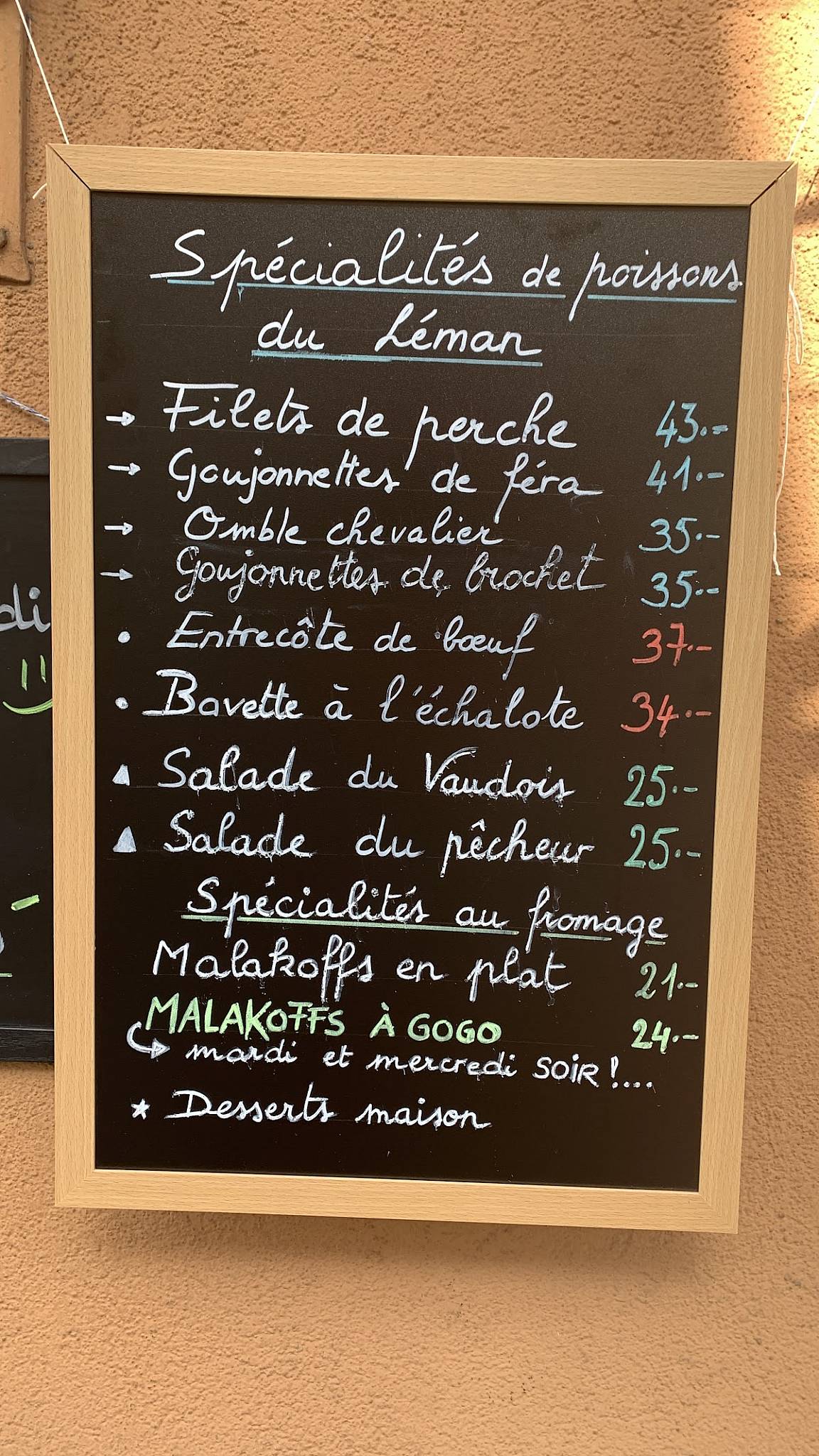 Menu di Le Vaudois 