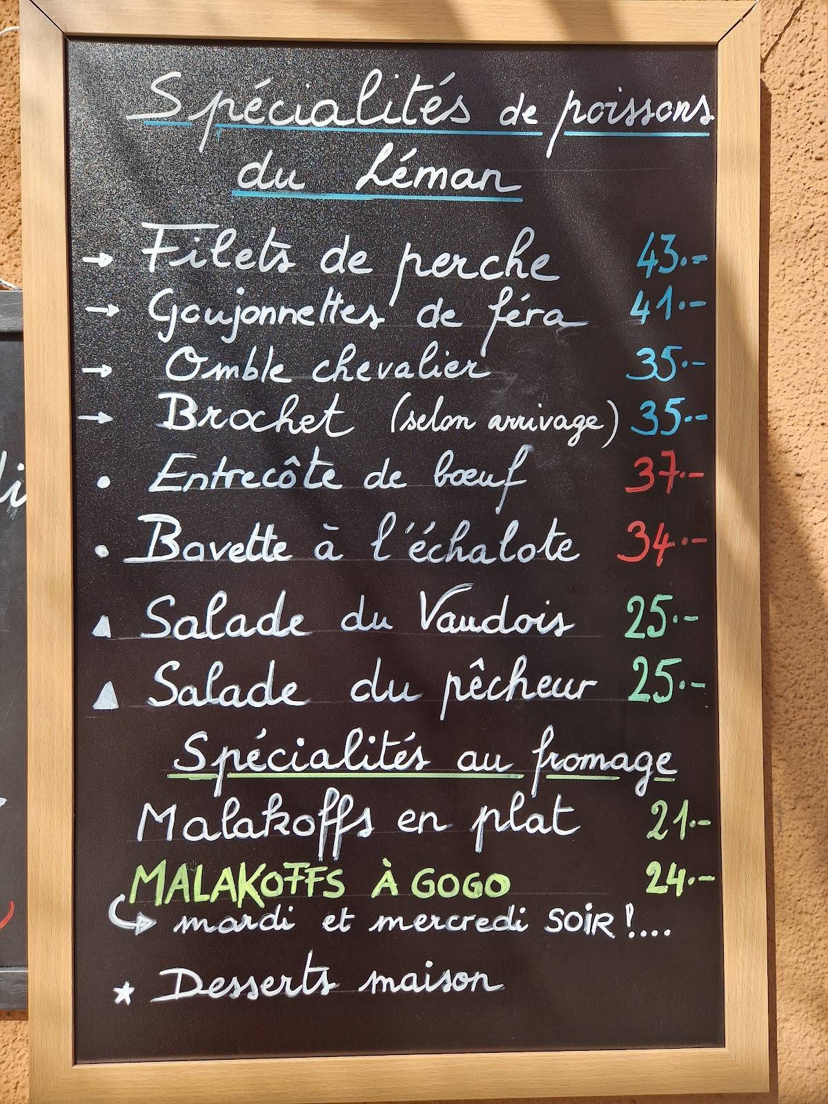 Menu di Le Vaudois 
