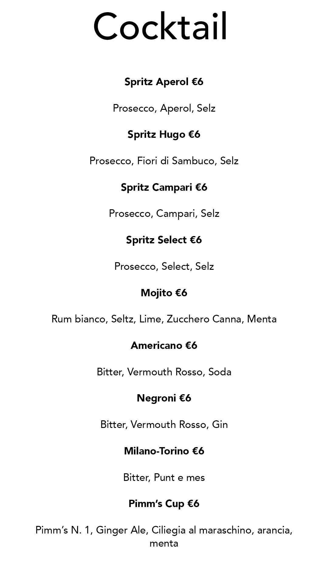 Menu di Caffè Amaranto 