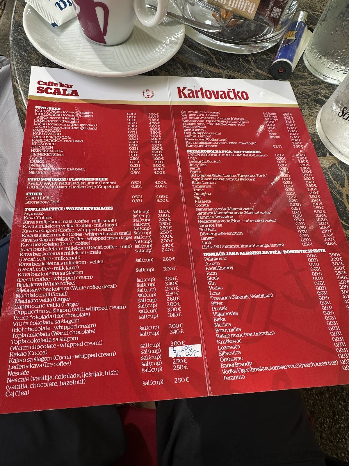 Menu di Caffe Bar Scala 