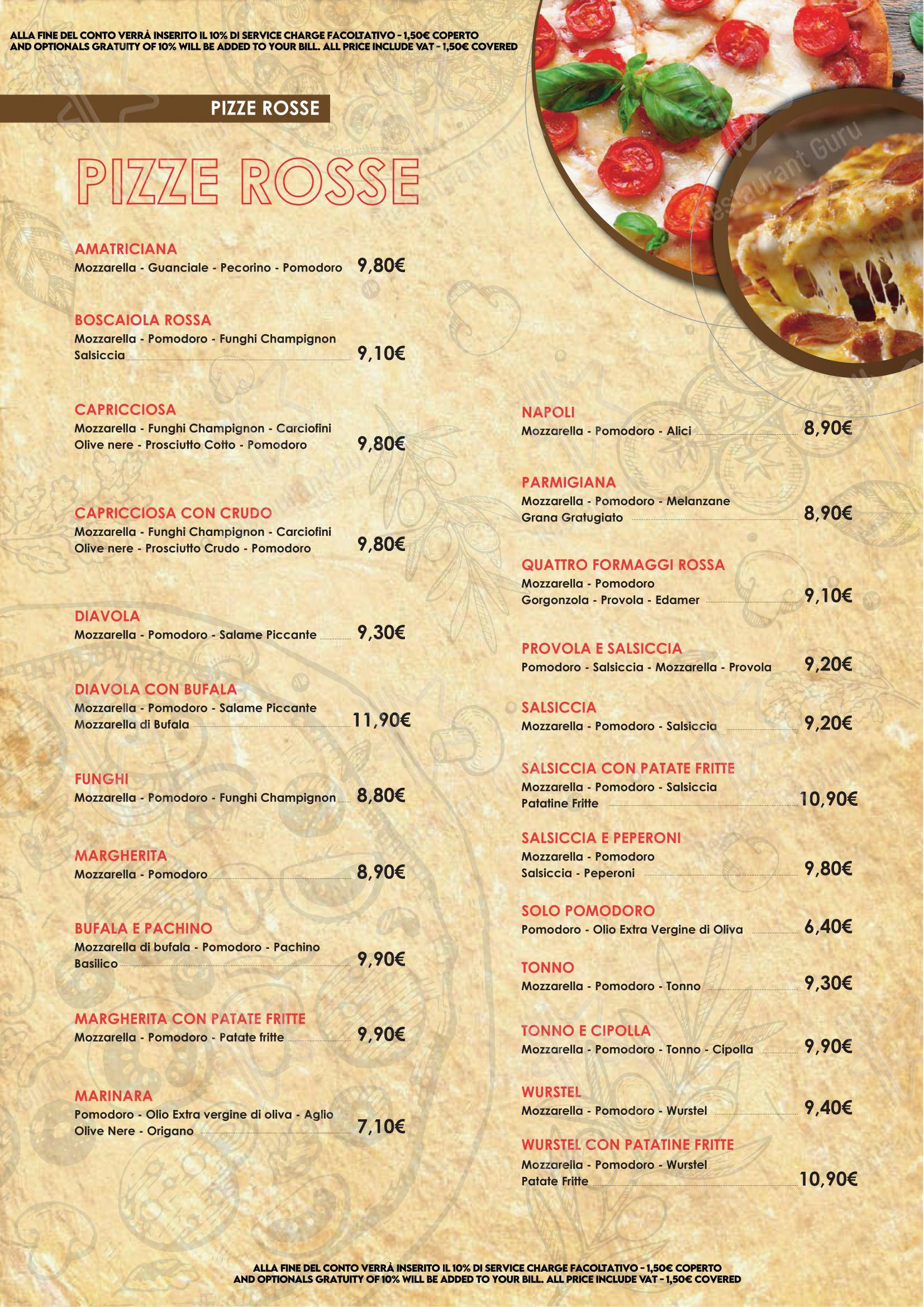 Menu bar per Caffè Delle Commari in Roma