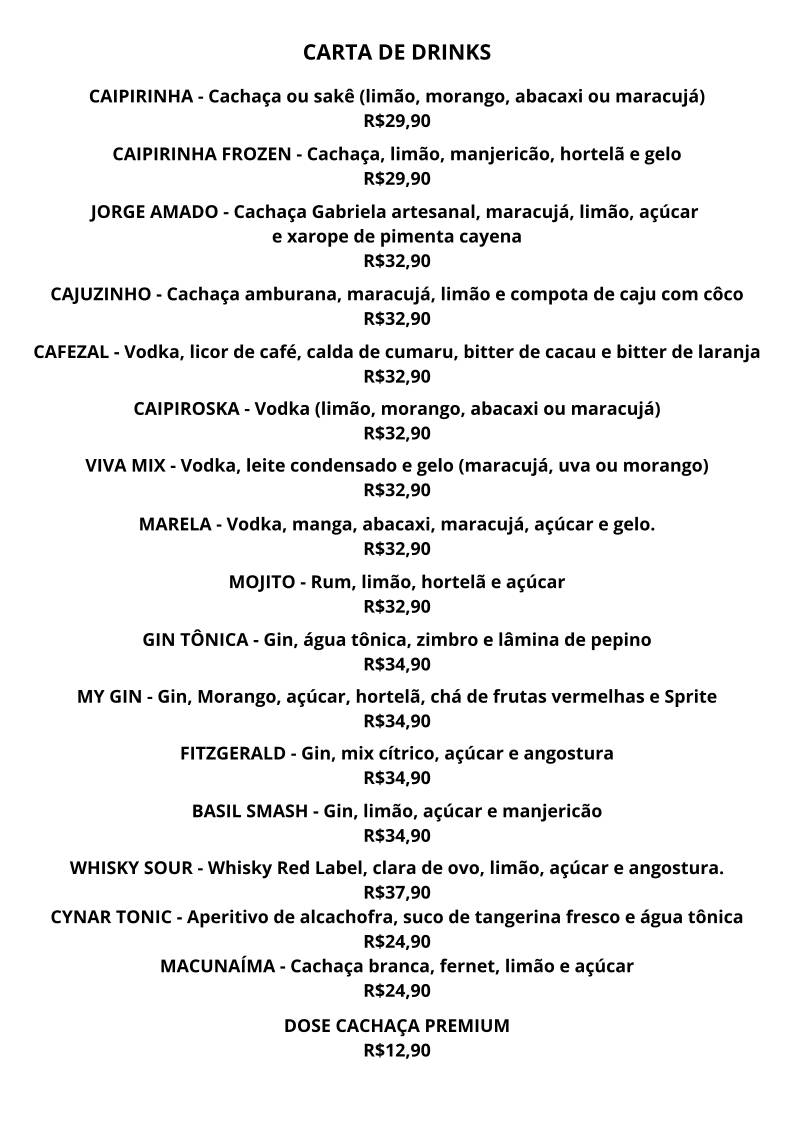 Cafundó Itu - Restaurante & Cafeteria cardápio