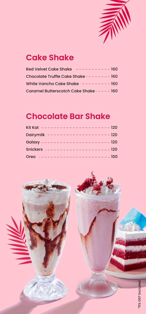 Cake Studio menu