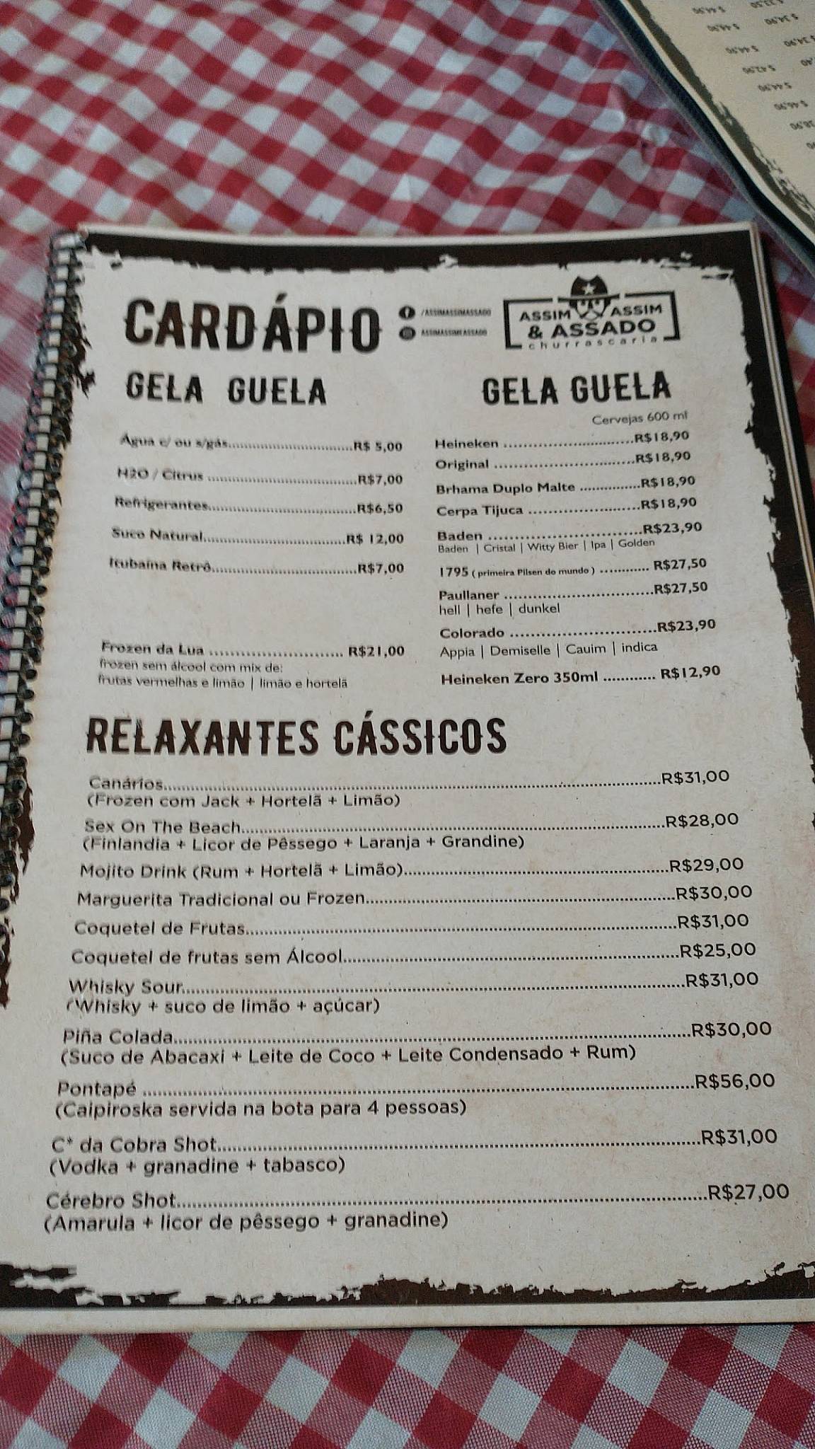 Restaurante Assim Assim & ASSADO cardápio