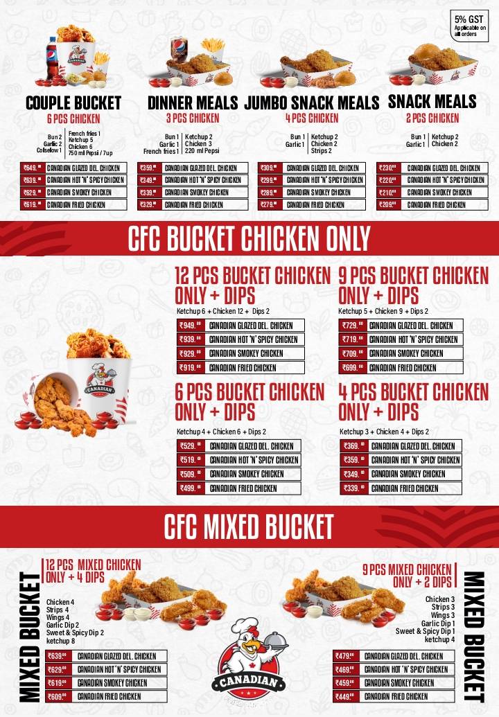 Canadian Fried Chicken menu