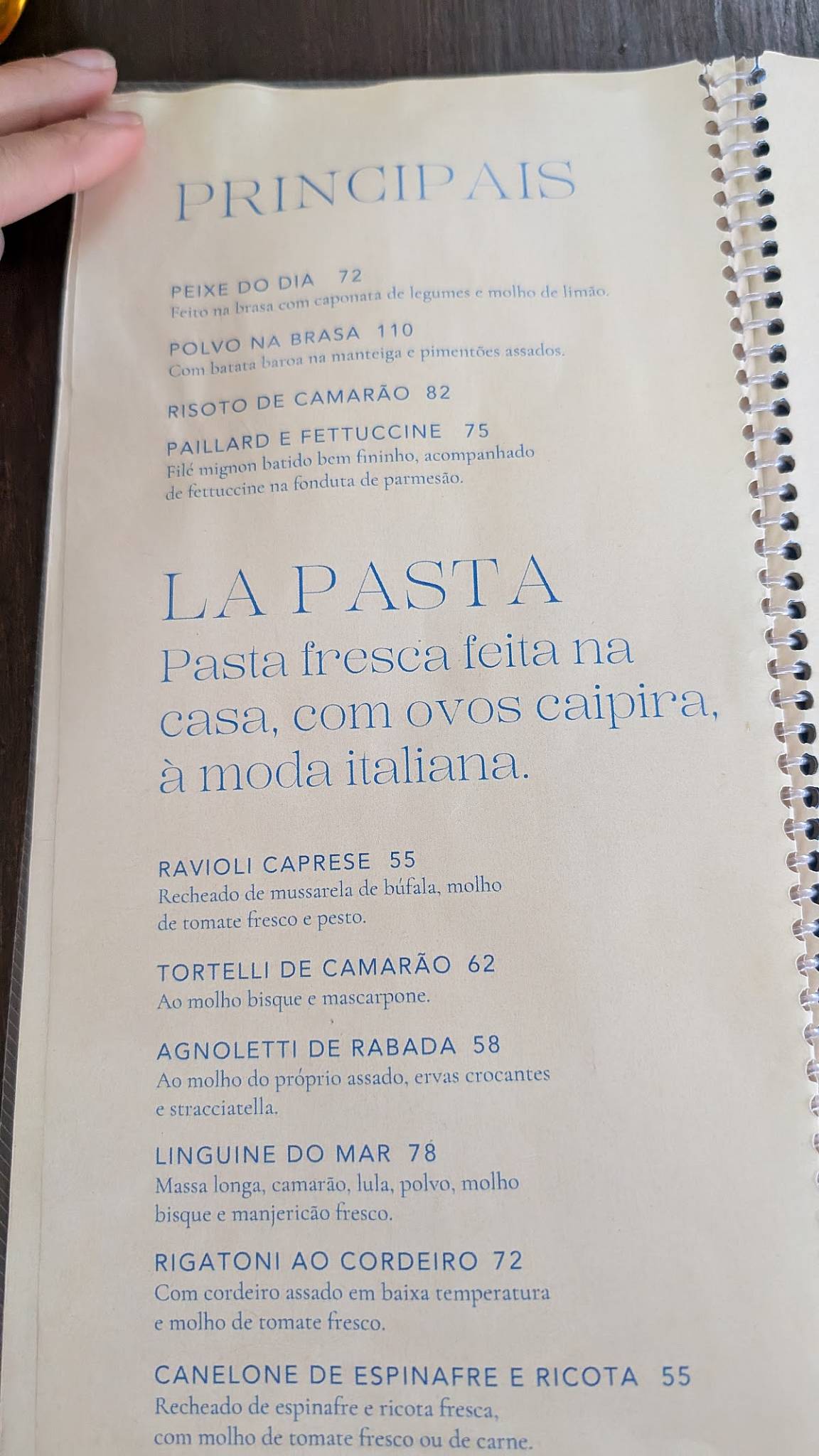 Canastra Trattoria cardápio
