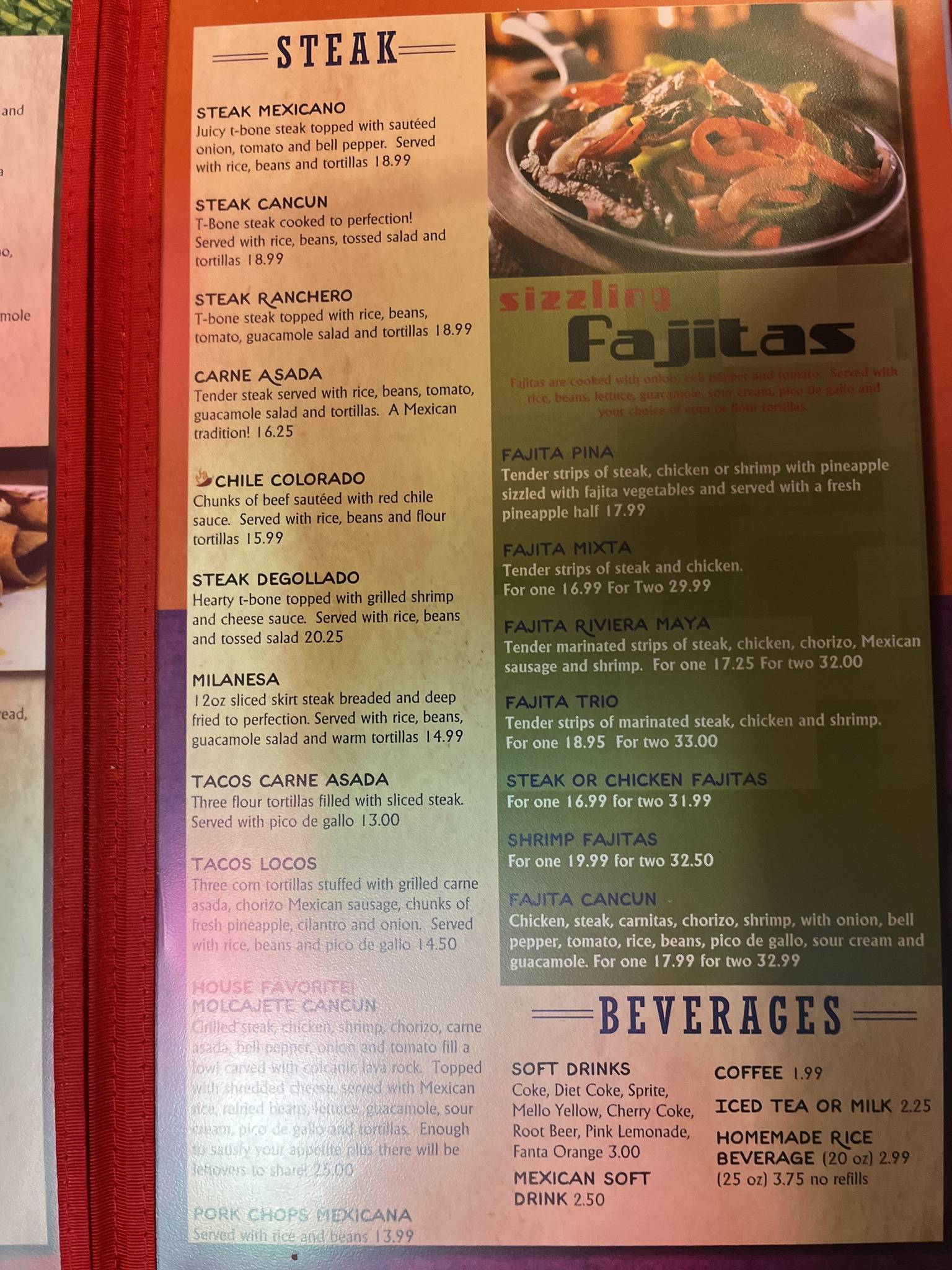 Menu at Cancun Mexican Restaurant & Cantina, Fenton