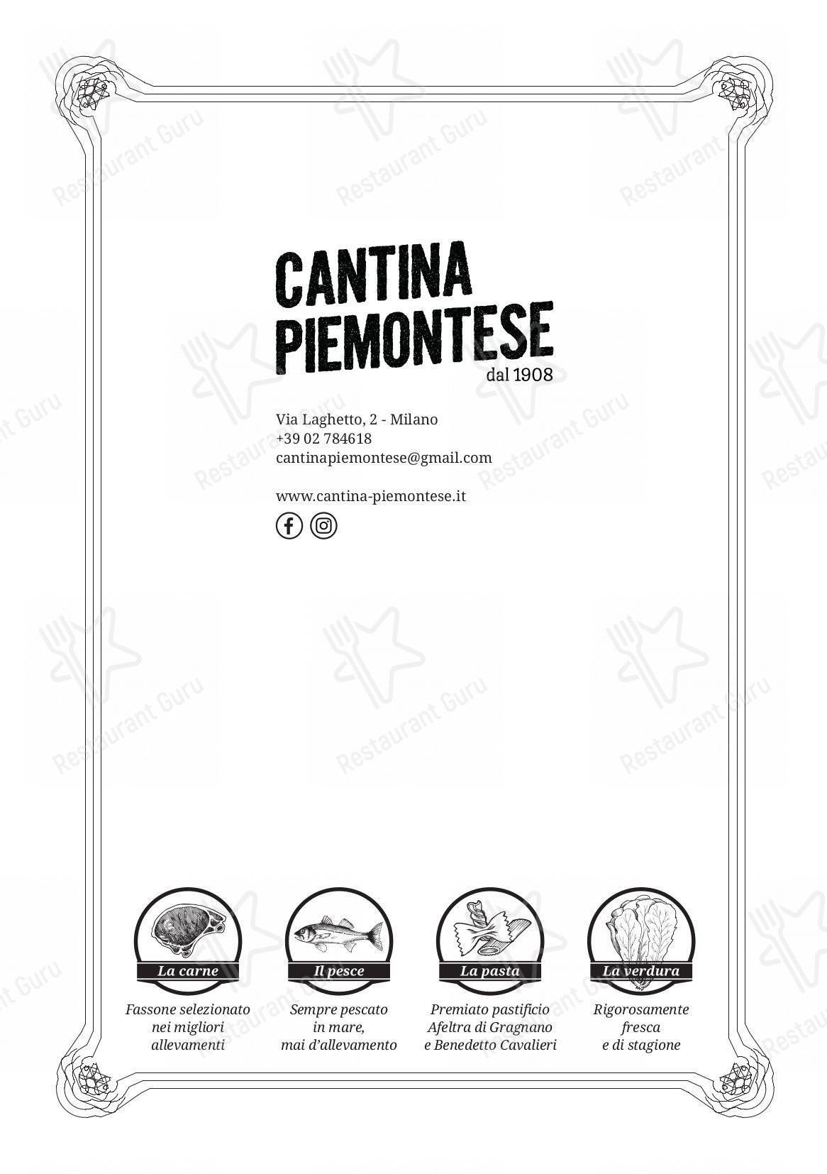 Ночное меню per Cantina Piemontese ristorante