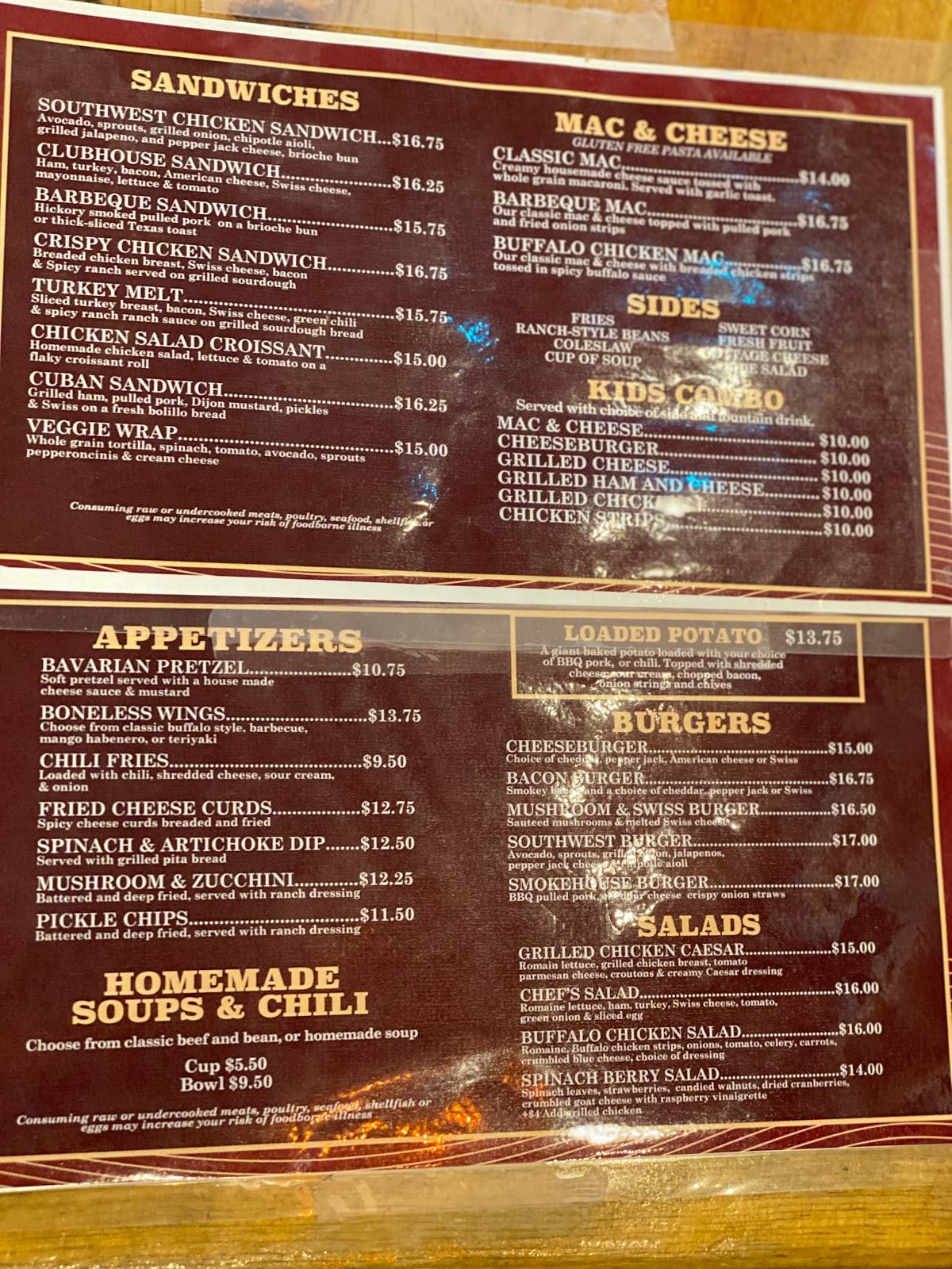 Menu at Canyonlands Restaurant at Bearizona, Williams