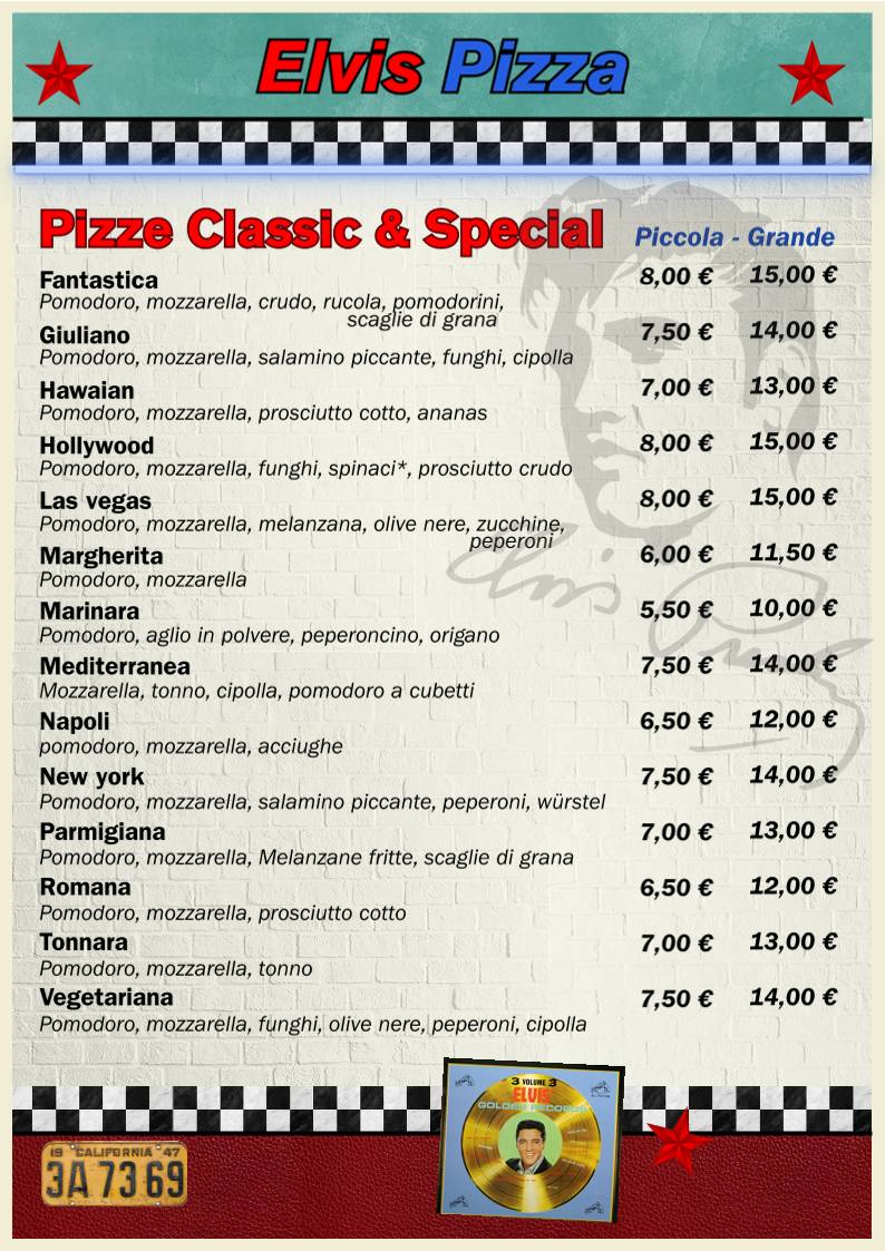 Menu di Elvis Pizza di Angelo Giambanco 