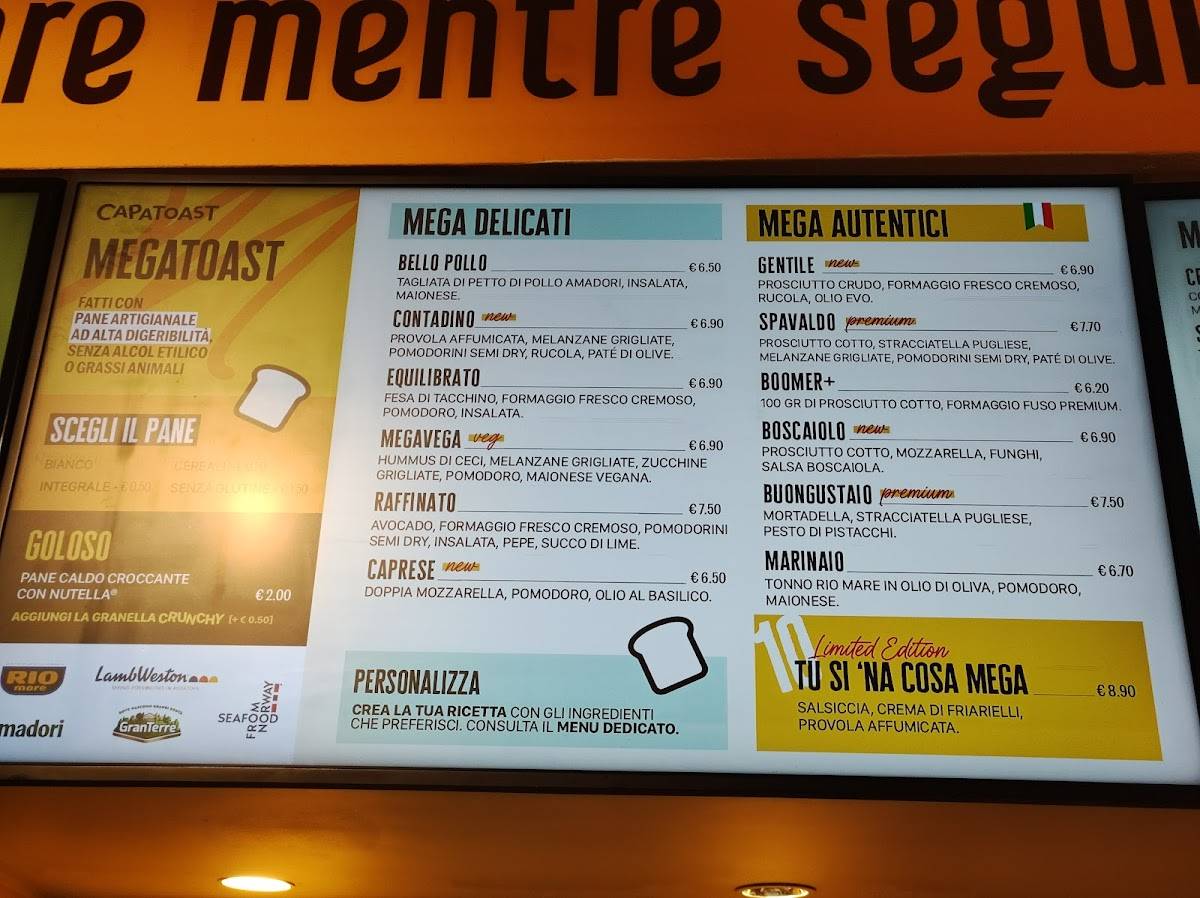 Menu di Capatoast - Padova 