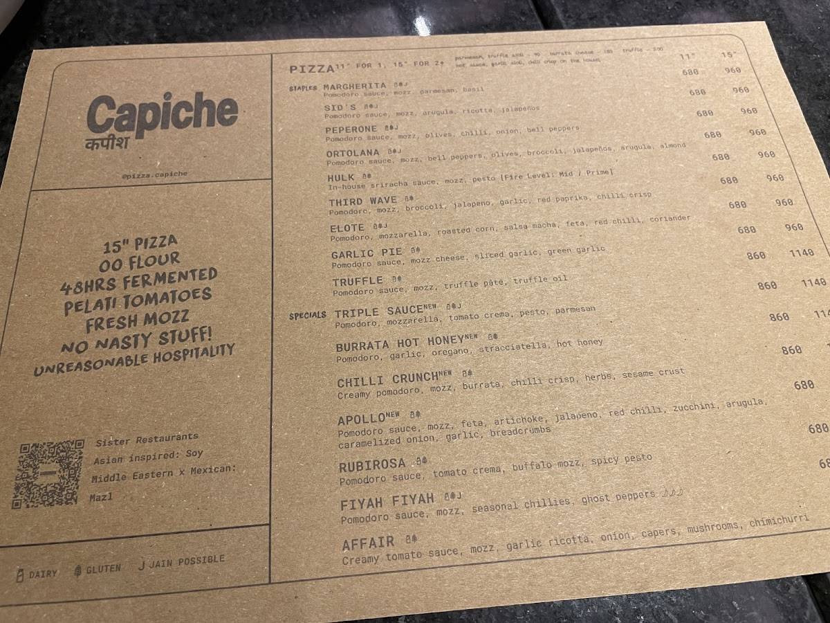 Capiche menu