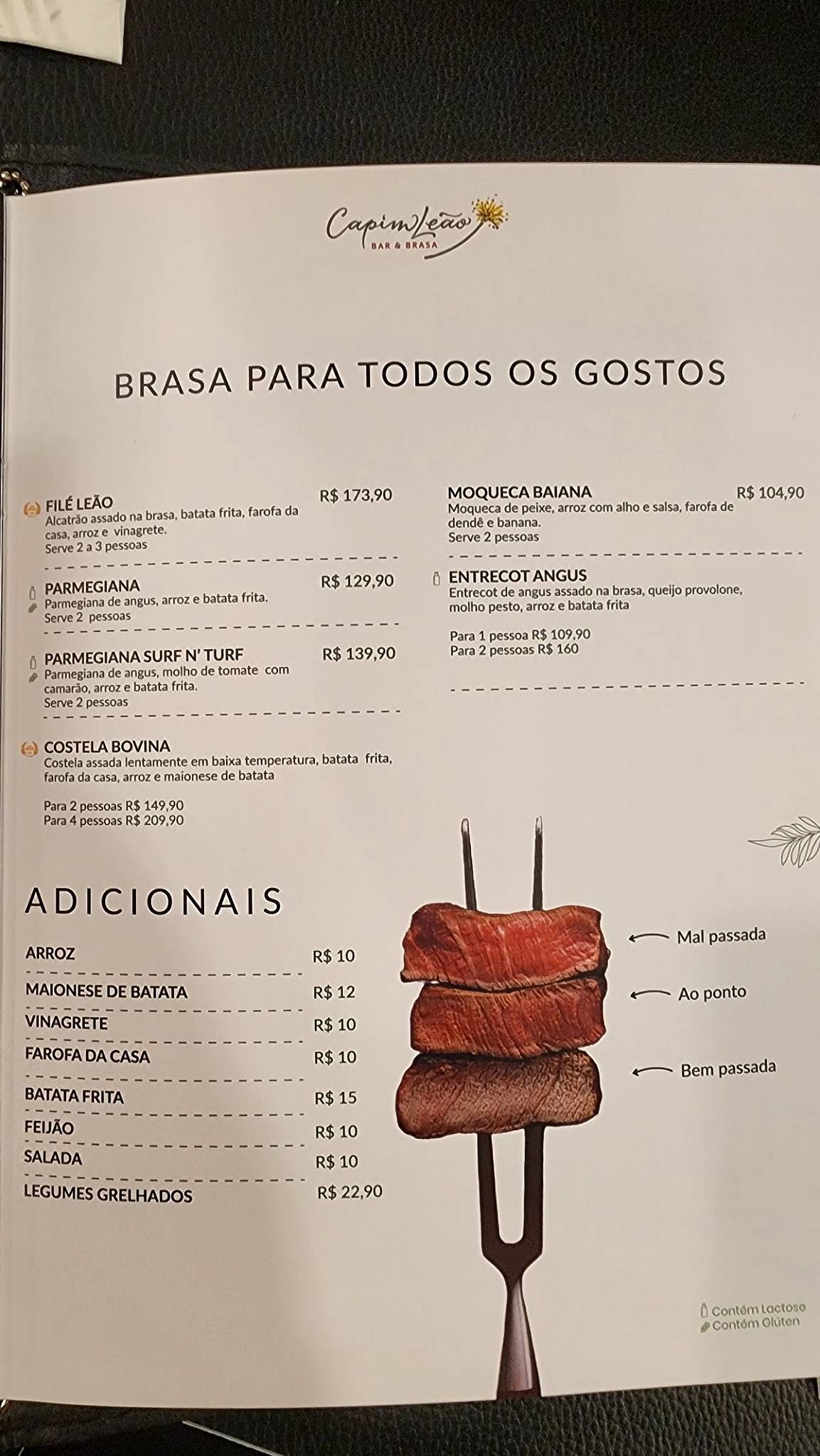 Capim Leão cardápio